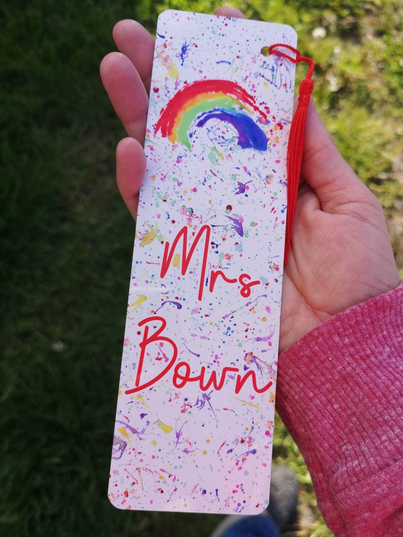 Rainbow bookmark, Personalised Bookmark, Gift For Book Lover, Teacher Gift, Rainbow Colourful Bookmark, Custom Marker, Book Marker, Nan Gift