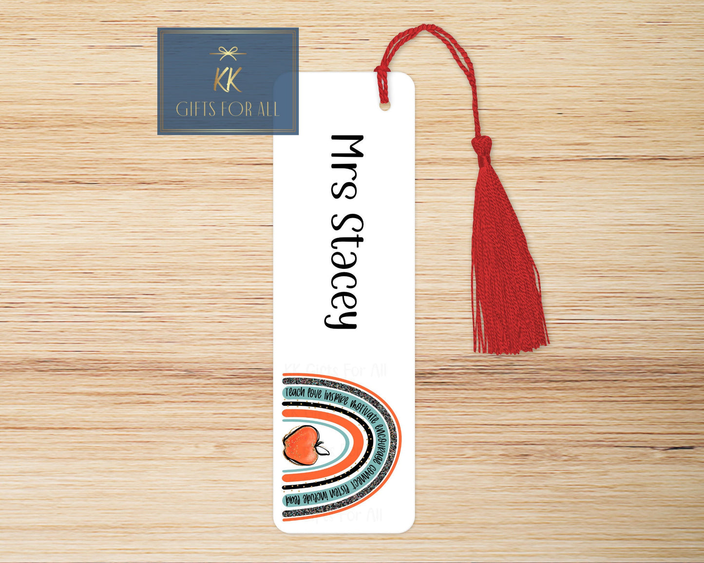 Rainbow bookmark, Personalised Bookmark, Teacher Bookmark, End Of Term TA Or Teacher Gift, Thank You Teacher, Teacher Appreciation, Rainbow