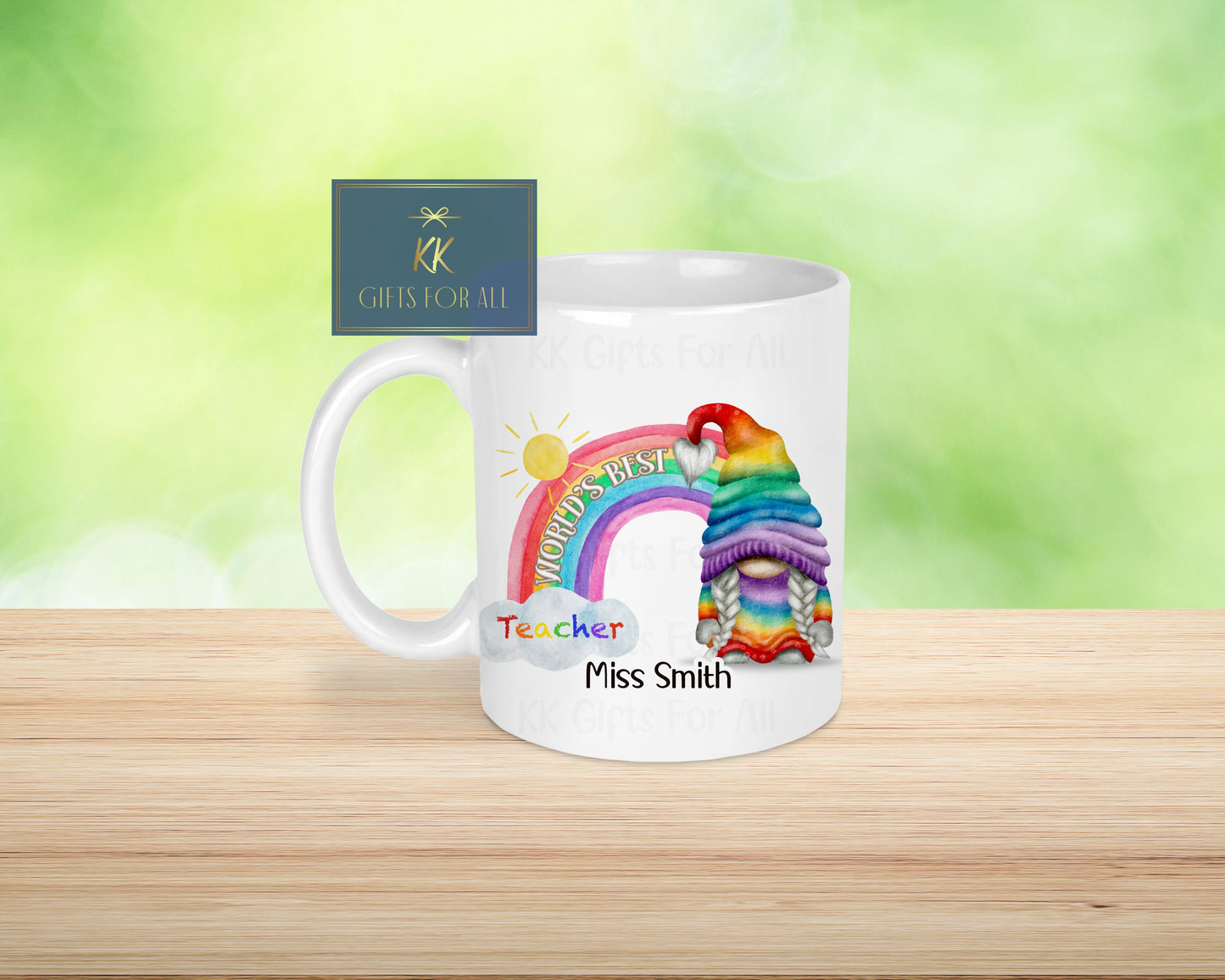 Best Teacher Gonk Mug, Personalised Teacher Gift, Teacher Gnome, Rainbow Gonk Teacher, End Of Term, Mug & Coaster Gift, Teacher Appreciation