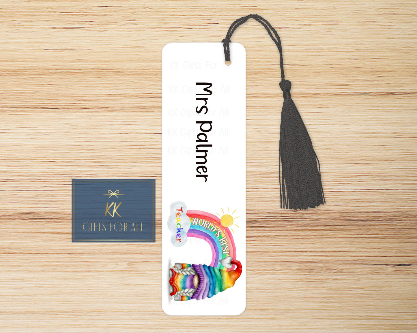 Rainbow Gnome Bookmark, Personalised Bookmark, Teacher Book Marker, End Of Term Gift, LSA Gift, TA Gift, Teacher Gnome Book Marker, Reading
