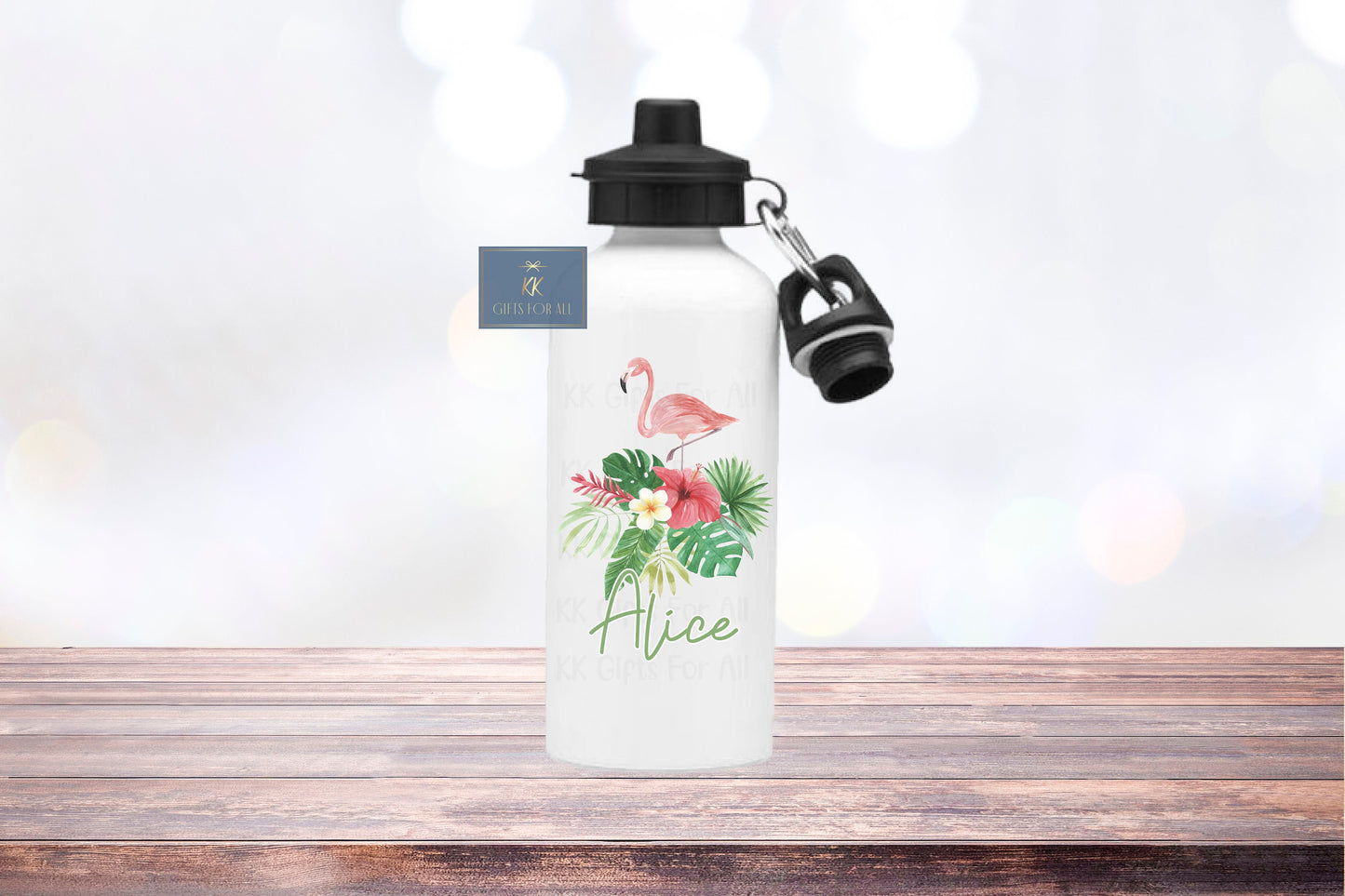 Personalised Flamingo Water Bottle, Back To School Drink Bottle