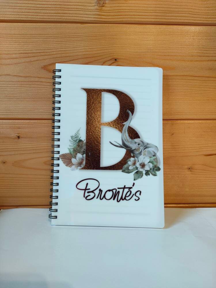 Elephant Notebook, Personalised Elephant Lover Gift, Safari Elephant Initial, A5 binded notepad, Gift For Wife Birthday, Custom Office Notes