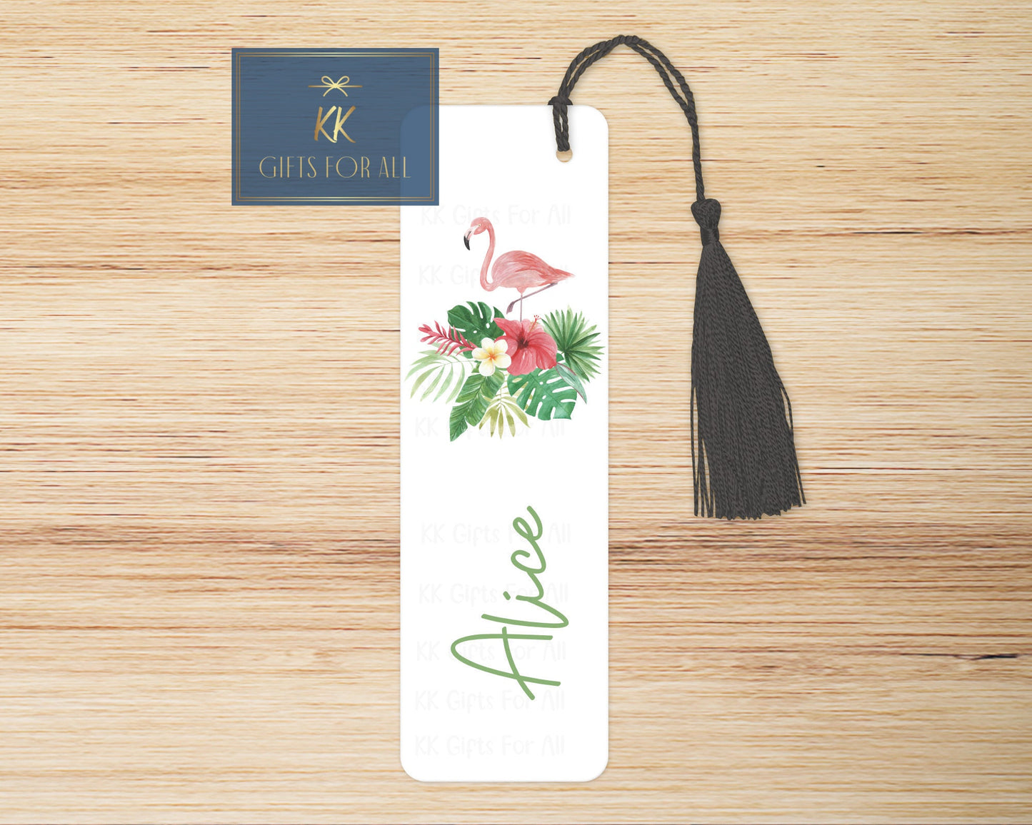 Flamingo bookmark, Personalised Bookmark, Tropical Pink Bird Theme, Custom Book Marker, Female Gift, Birthday Gift Mum or Nan, Tropical Bird