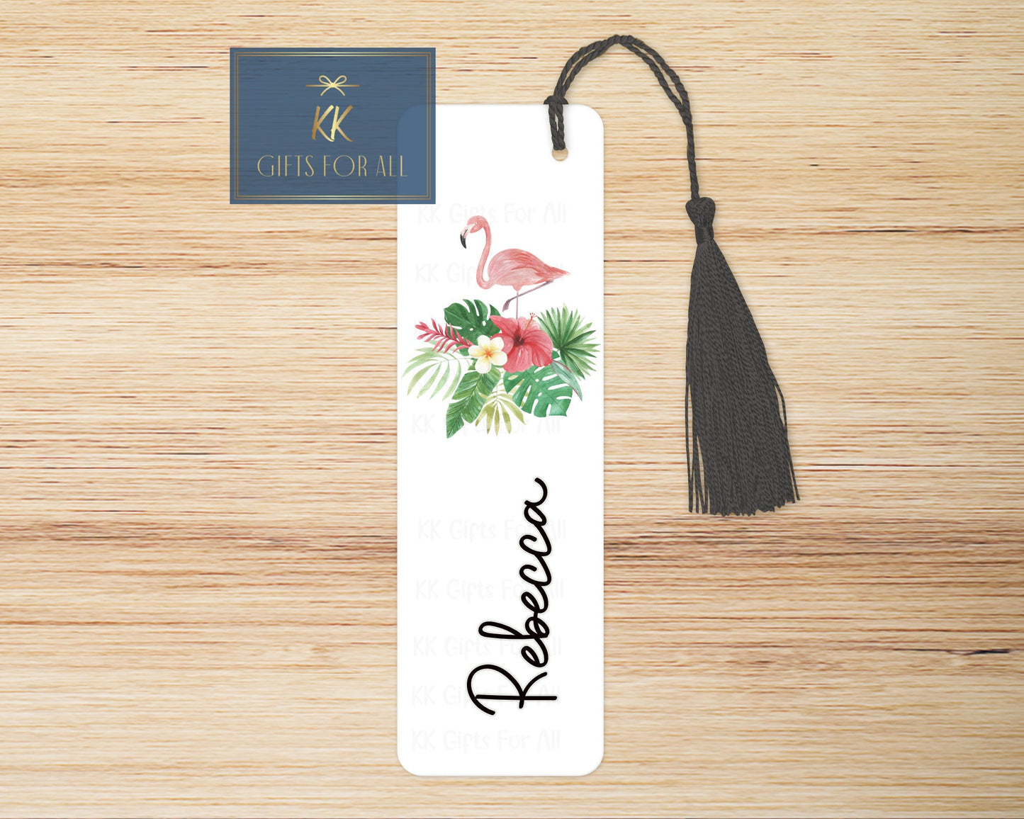 Flamingo bookmark, Personalised Bookmark, Tropical Pink Bird Theme, Custom Book Marker, Female Gift, Birthday Gift Mum or Nan, Tropical Bird