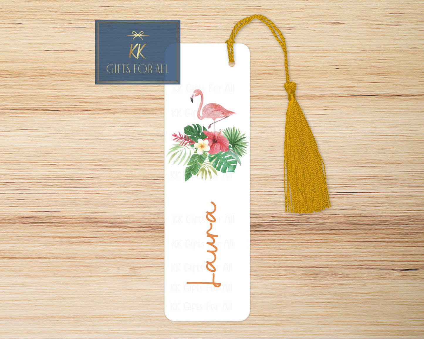 Flamingo bookmark, Personalised Bookmark, Tropical Pink Bird Theme, Custom Book Marker, Female Gift, Birthday Gift Mum or Nan, Tropical Bird