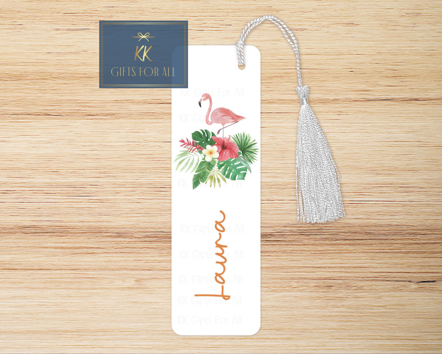 Flamingo bookmark, Personalised Bookmark, Tropical Pink Bird Theme, Custom Book Marker, Female Gift, Birthday Gift Mum or Nan, Tropical Bird