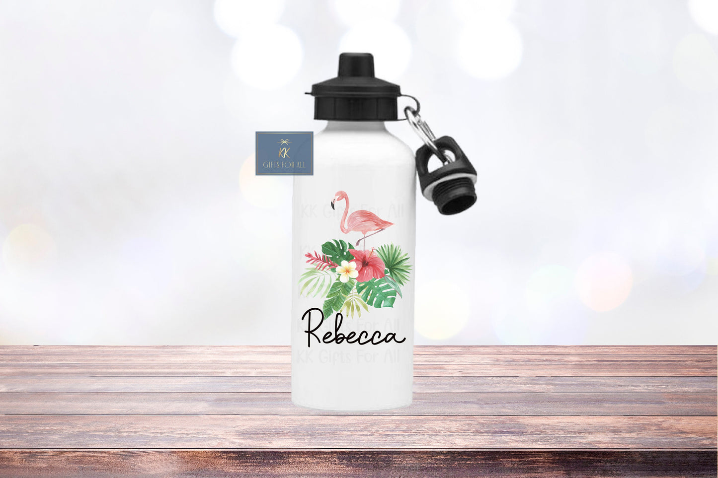 Personalised Flamingo Water Bottle, Back To School Drink Bottle