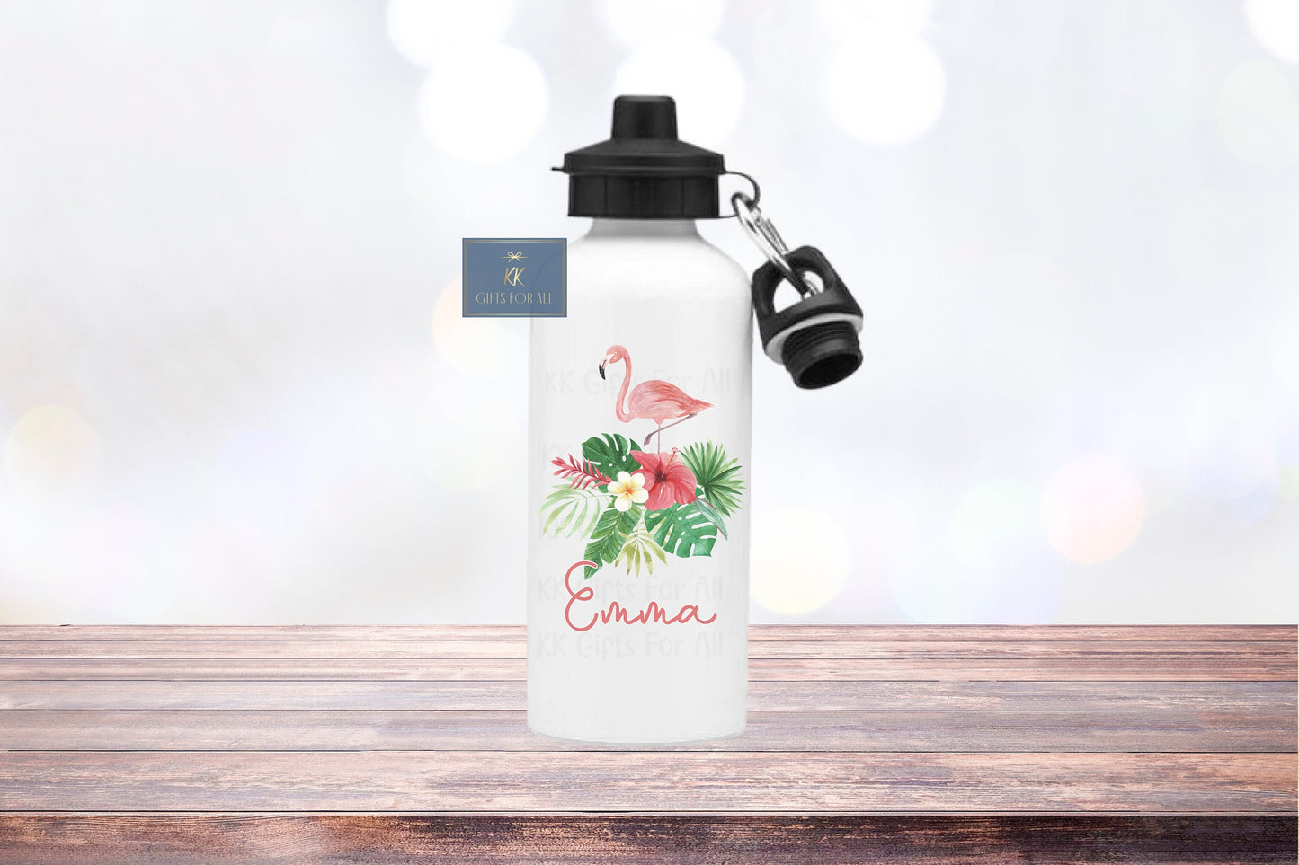 Personalised Flamingo Water Bottle, Back To School Drink Bottle