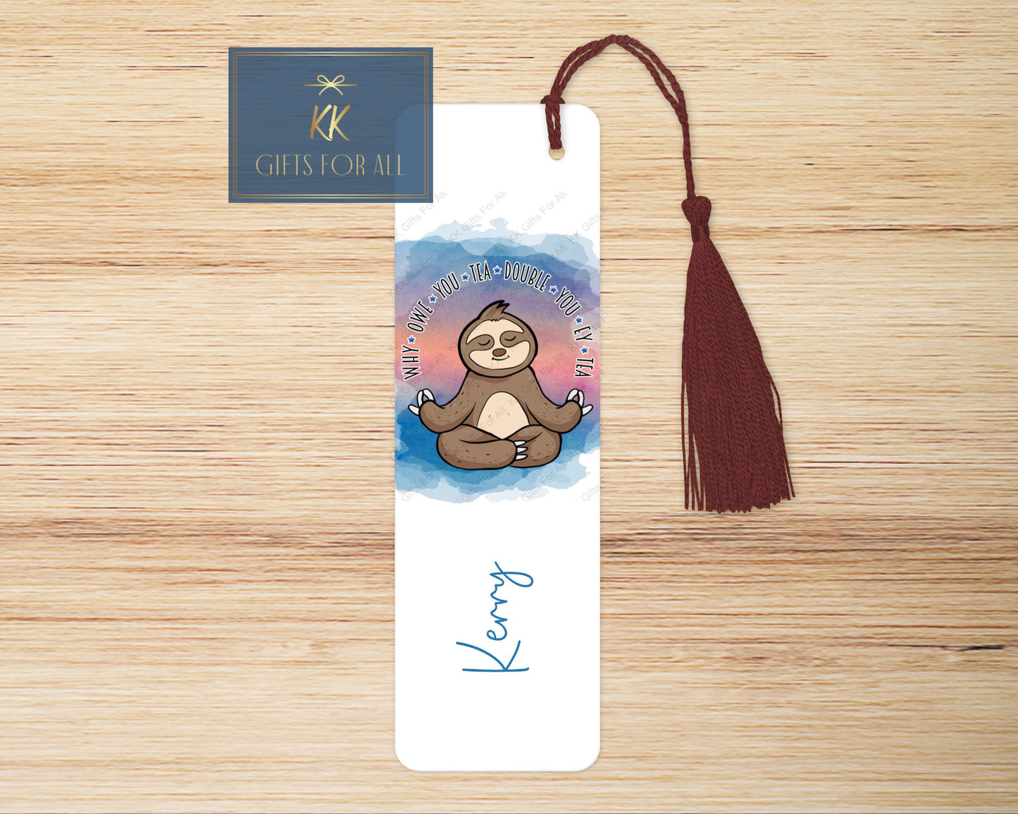Personalised Subtly Rude Sloth Bookmark, Large Adult Bookmark, Funny Gift For Her