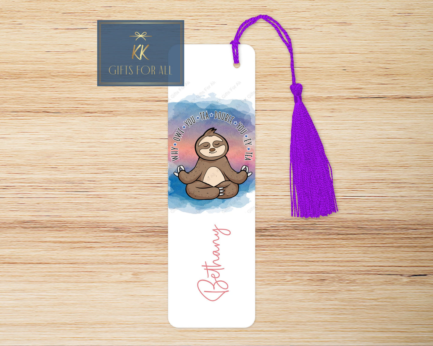 Personalised Subtly Rude Sloth Bookmark, Large Adult Bookmark, Funny Gift For Her