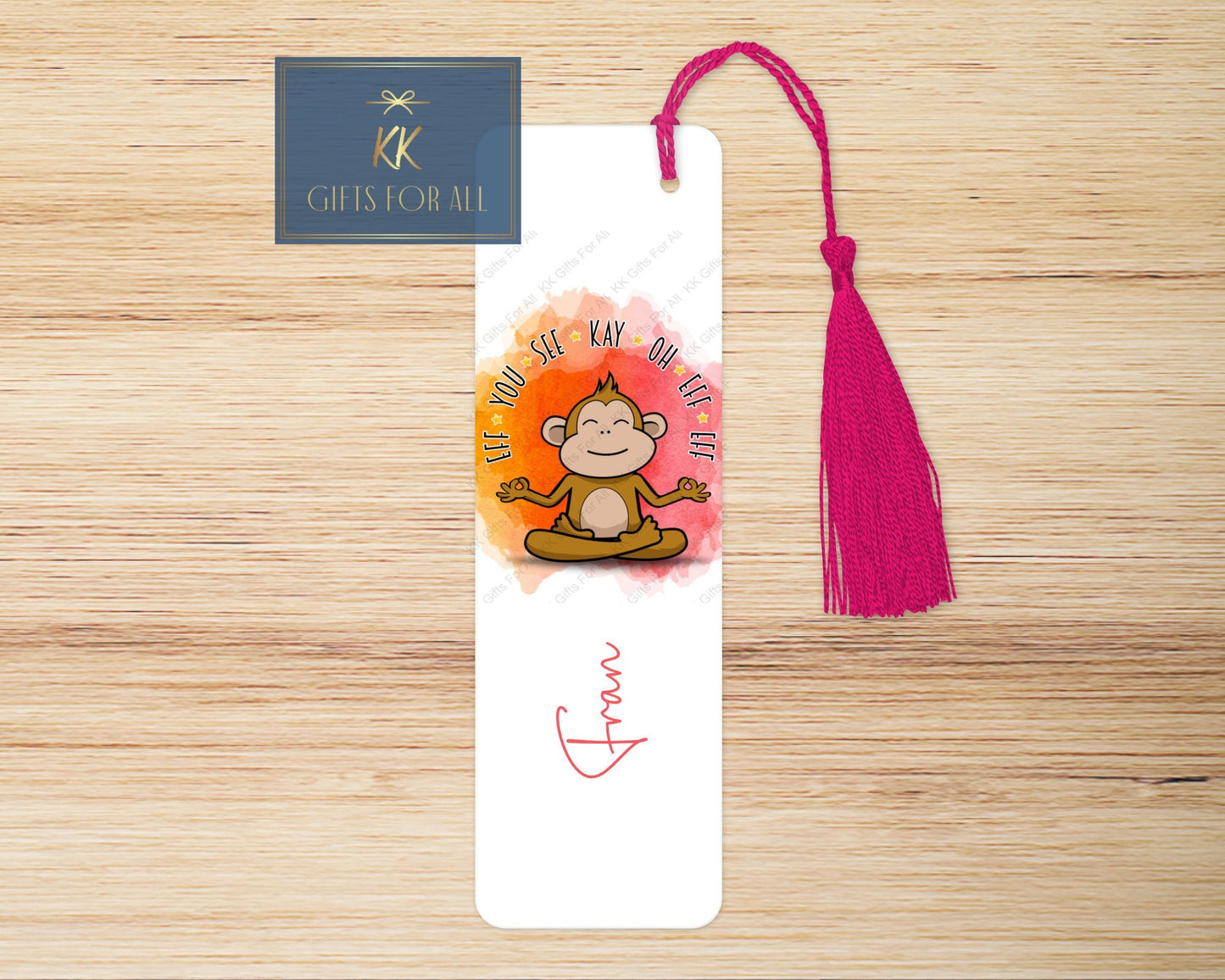 Personalised Rude Bookmark Subtle Monkey Swearing Marker Adult Bookmark Sarcastic Bookmark Letterbox Gift