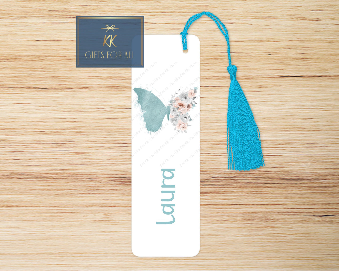 Teal Floral Butterfly Bookmark, Personalised Bookmark, Floral Butterfly, Custom Book Marker, Adult Book Mark, Young Girl Letterbox Gifts