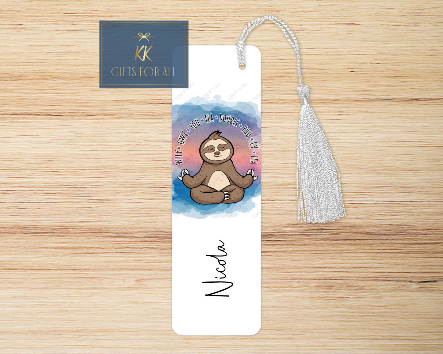 Personalised Subtly Rude Sloth Bookmark, Large Adult Bookmark, Funny Gift For Her