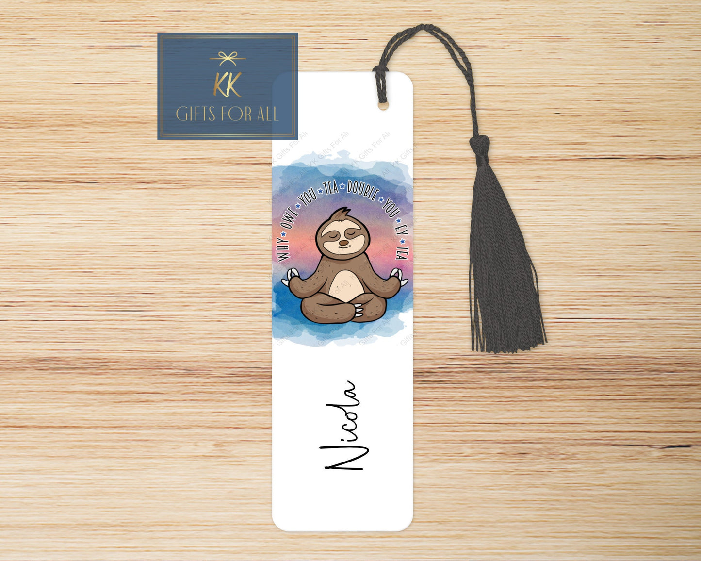Personalised Subtly Rude Sloth Bookmark, Large Adult Bookmark, Funny Gift For Her