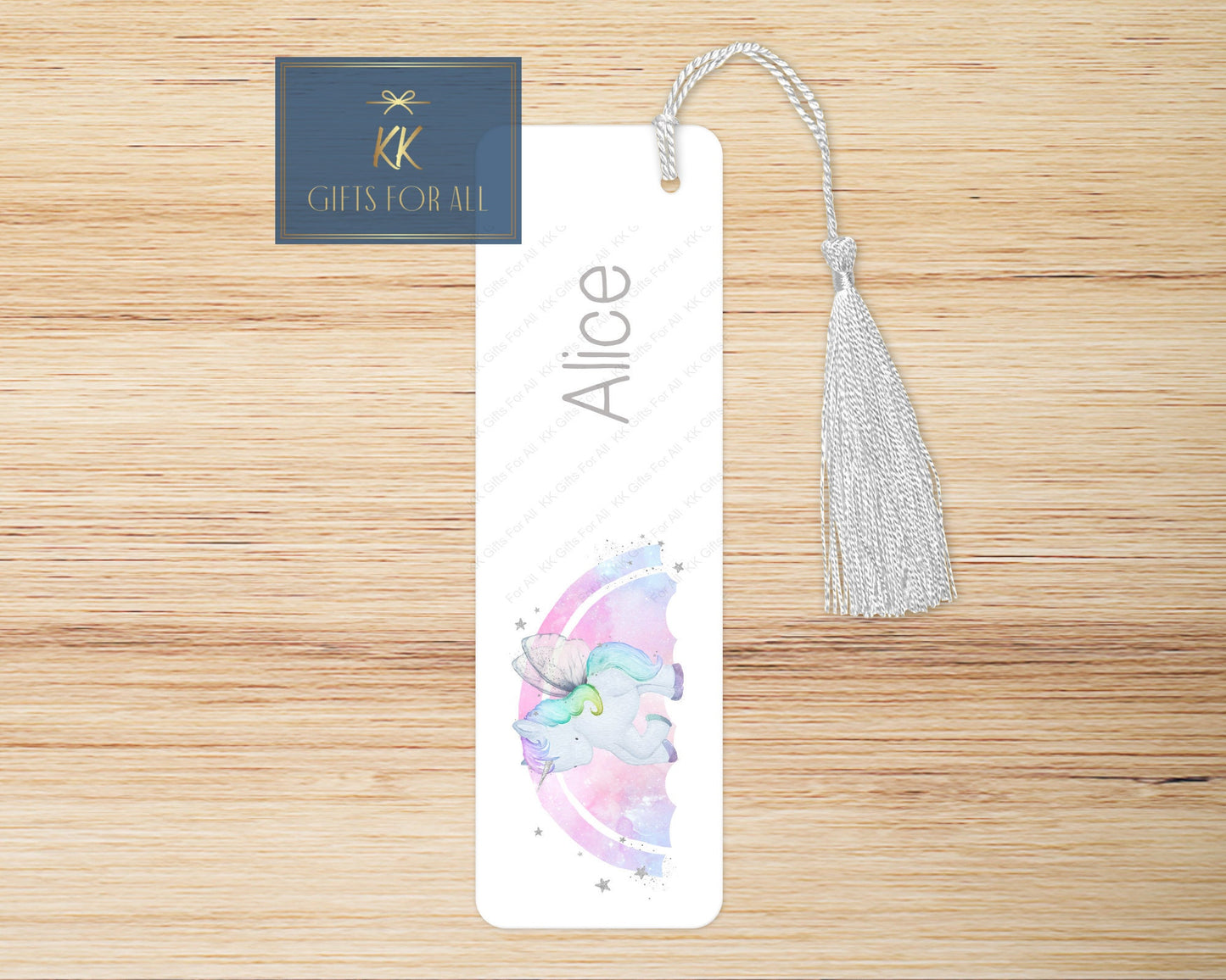 Rainbow Unicorn Bookmark, Personalised Bookmark, Pastel Unicorn Rainbow, Custom Magical Horse, Cute Girls Unicorn Book Marker, Girls Gifts