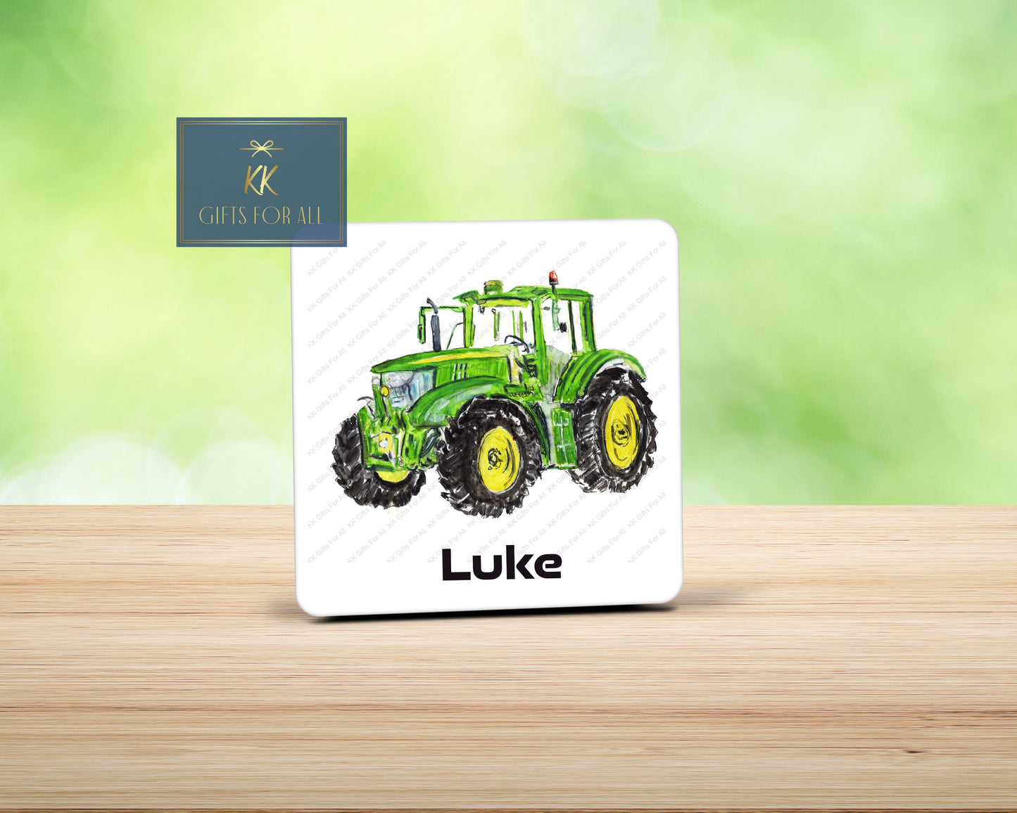 Personalised Green Tractor Mug & Coaster, Farmer Mug, Tractor Lover Birthday Gift