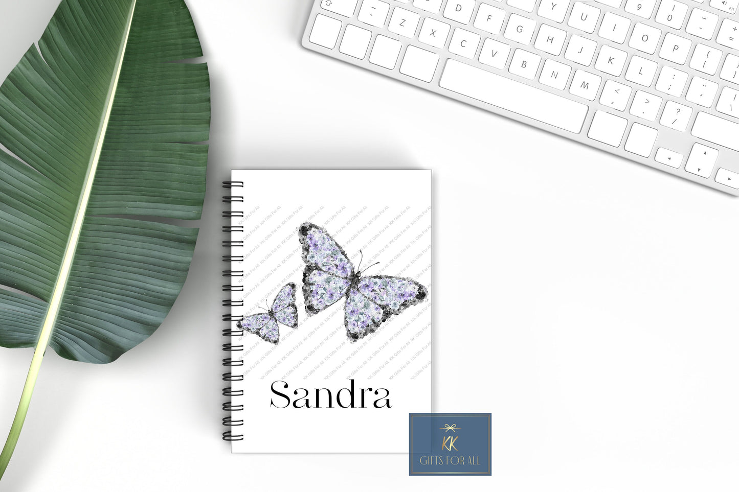 Floral Butterfly Notebook, Gift For Mum, Birthday Gift For Her, Personalised A5 Notepad, Lilac Flower Butterfly,Purple Floral Butterfly Note