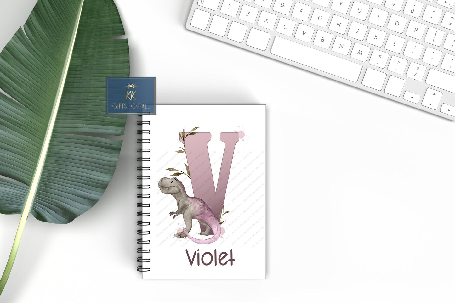 Pink Initial Dinosaur Notebook, Gift For Little Girl Or Best Friend, Birthday Gift For Her, Personalised Notepad, A5 Dino Notebook,Girl Gift
