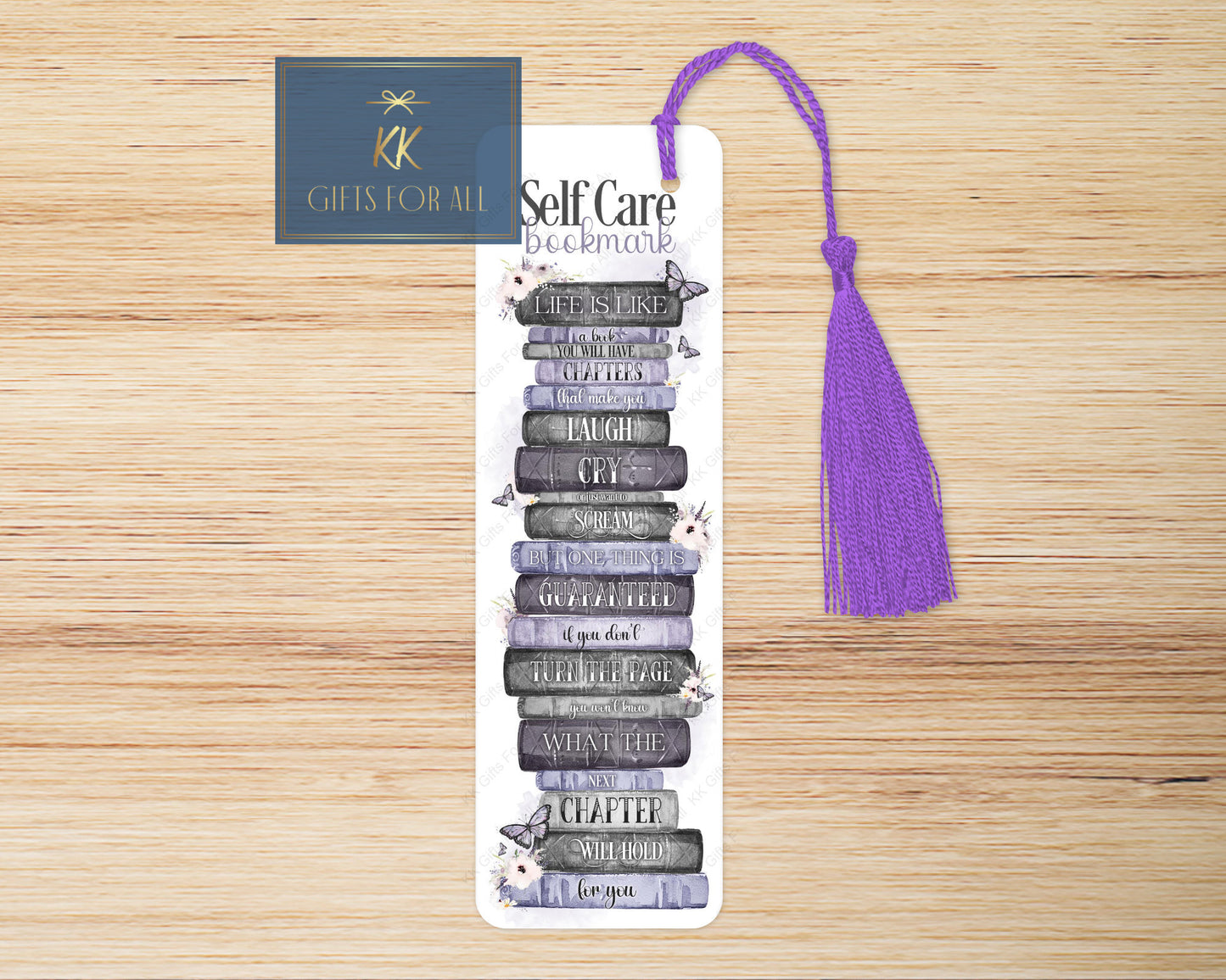 Purple Bookstack Bookmark, Personalised Lilac Bookmark, Letterbox Gifts
