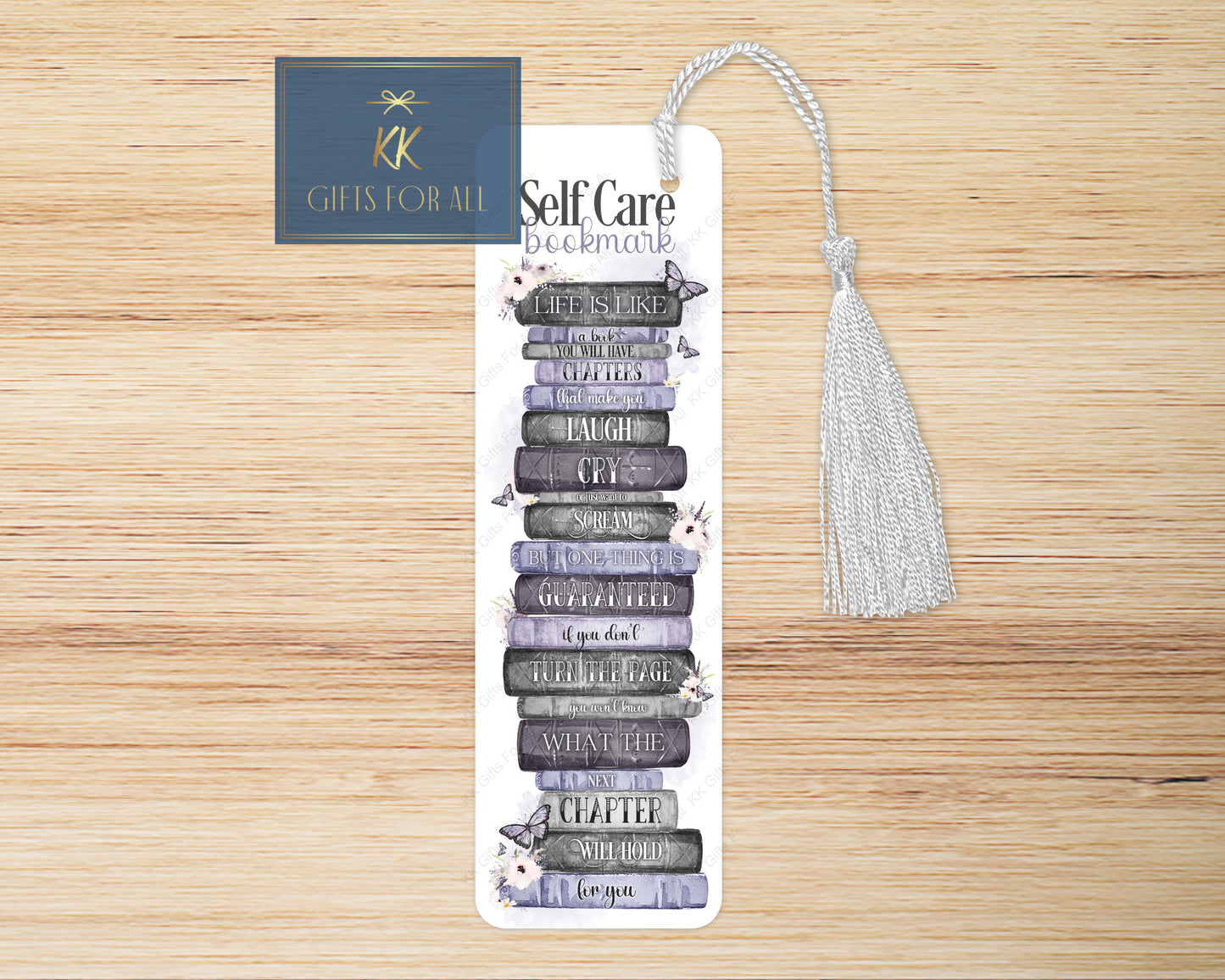 Purple Bookstack Bookmark, Personalised Lilac Bookmark, Letterbox Gifts