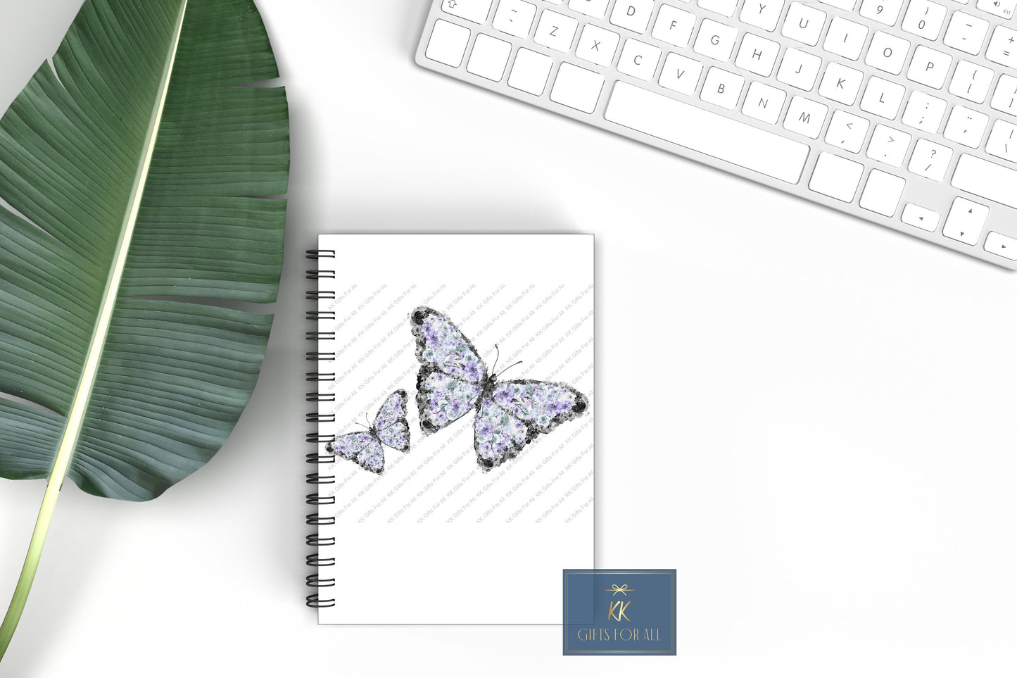 Floral Butterfly Notebook, Gift For Mum, Birthday Gift For Her, Personalised A5 Notepad, Lilac Flower Butterfly,Purple Floral Butterfly Note