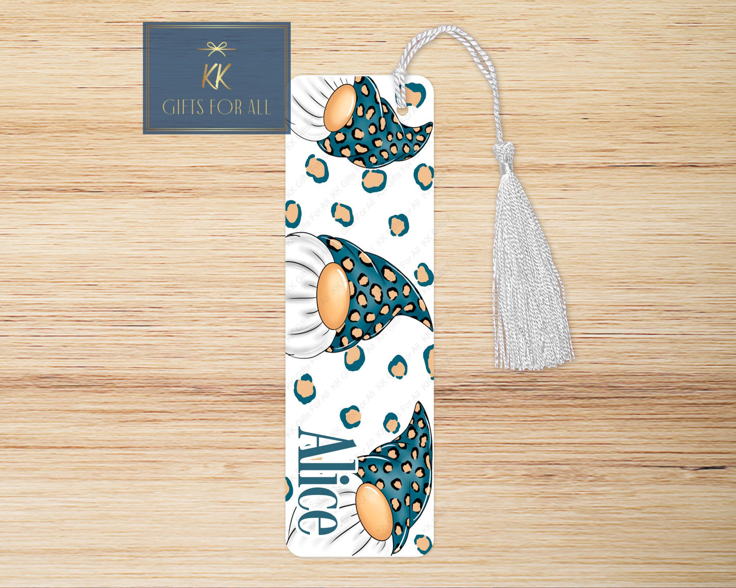 Leopard Teal Gonk Bookmark, Personalised Bookmark, Leopard Print Gnome, Letterbox Gifts, Gifts For Her, Gonk Fan Gifts, Gonk Bookmark, Teal