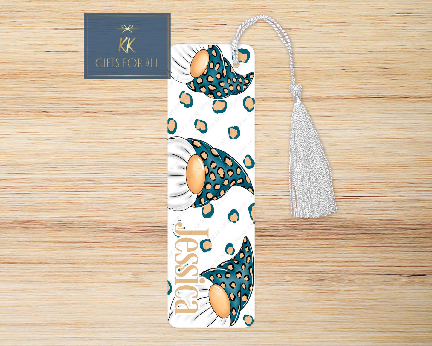 Leopard Teal Gonk Bookmark, Personalised Bookmark, Leopard Print Gnome, Letterbox Gifts, Gifts For Her, Gonk Fan Gifts, Gonk Bookmark, Teal