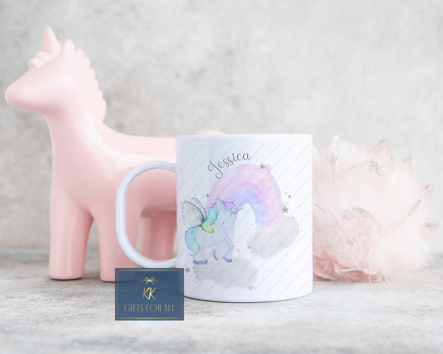 Personalised Unicorn Cup, Gift For Toddler, Young Girls Mug, Polymer Mug, Kids Mug, Hard Plastic Mug, Pastel Unicorn Gift