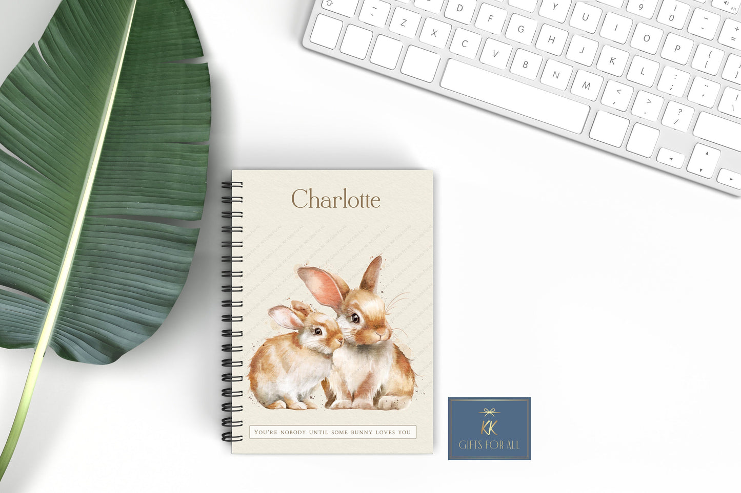 Bunny Rabbit Notebook, Personalised Notepad, A5 Lined Notebook