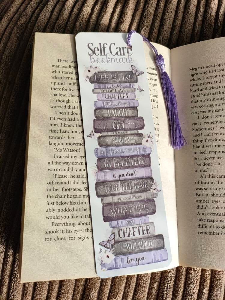 Purple Bookstack Bookmark, Personalised Lilac Bookmark, Letterbox Gifts