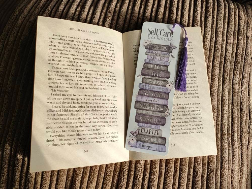 Purple Bookstack Bookmark, Personalised Lilac Bookmark, Letterbox Gifts