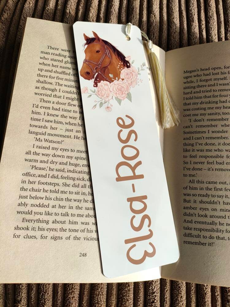 Personalised Horse Bookmark Floral Horse Letterbox Gift Reading Lover Gift