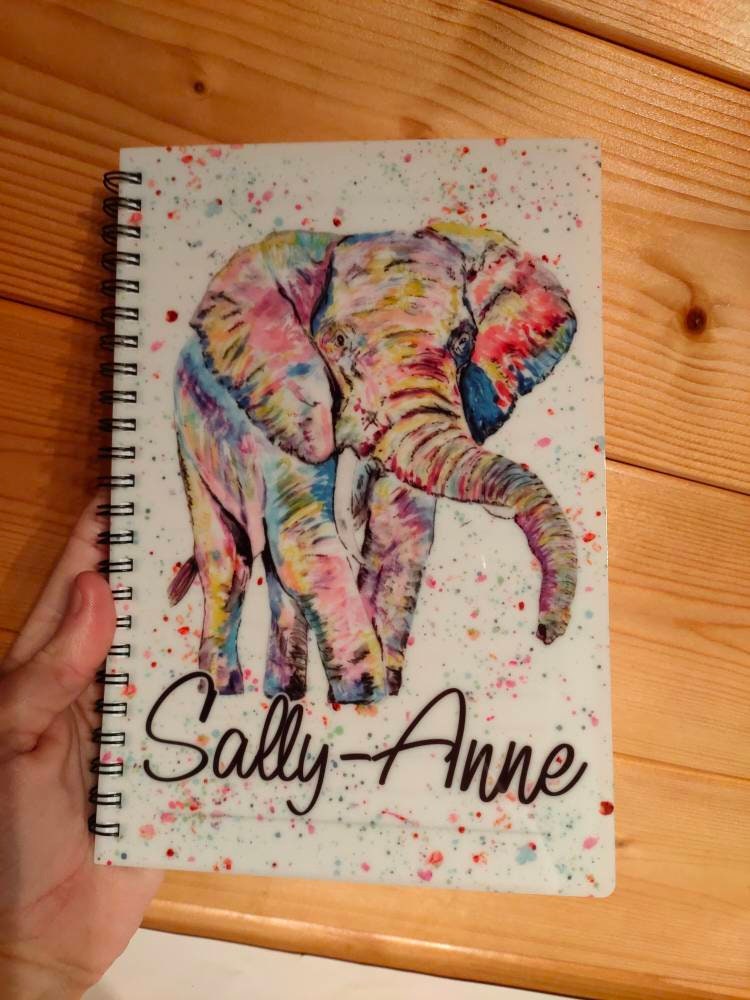 Personalised Elephant Notebook, Gift For Mum Or Friend, Birthday Gift For Her, Personalised Notepad, Office Notepad, Gift For Elephant Lover
