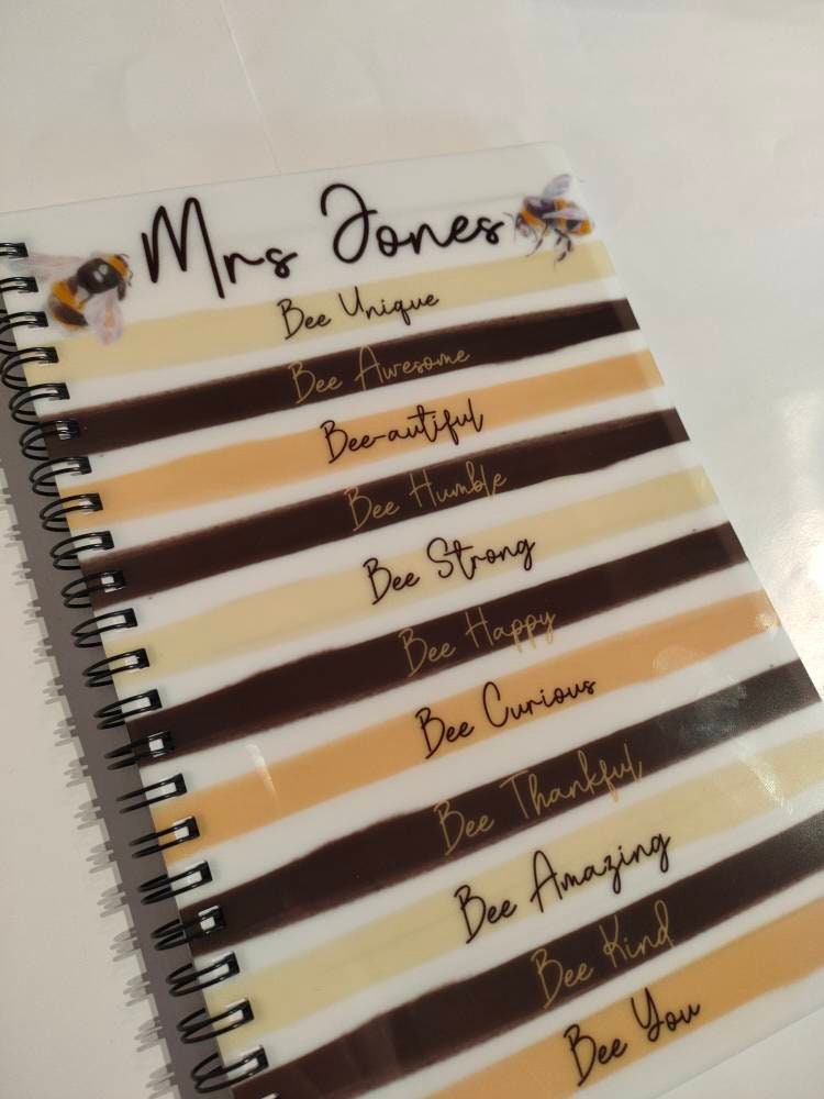 Bee Kind Notebook, Gift For Mum Or Friend, Birthday Gift For Her, Personalised Notepad, A5 Binded Lined Notes, Bee Kind, Bumble Bee Notepad,