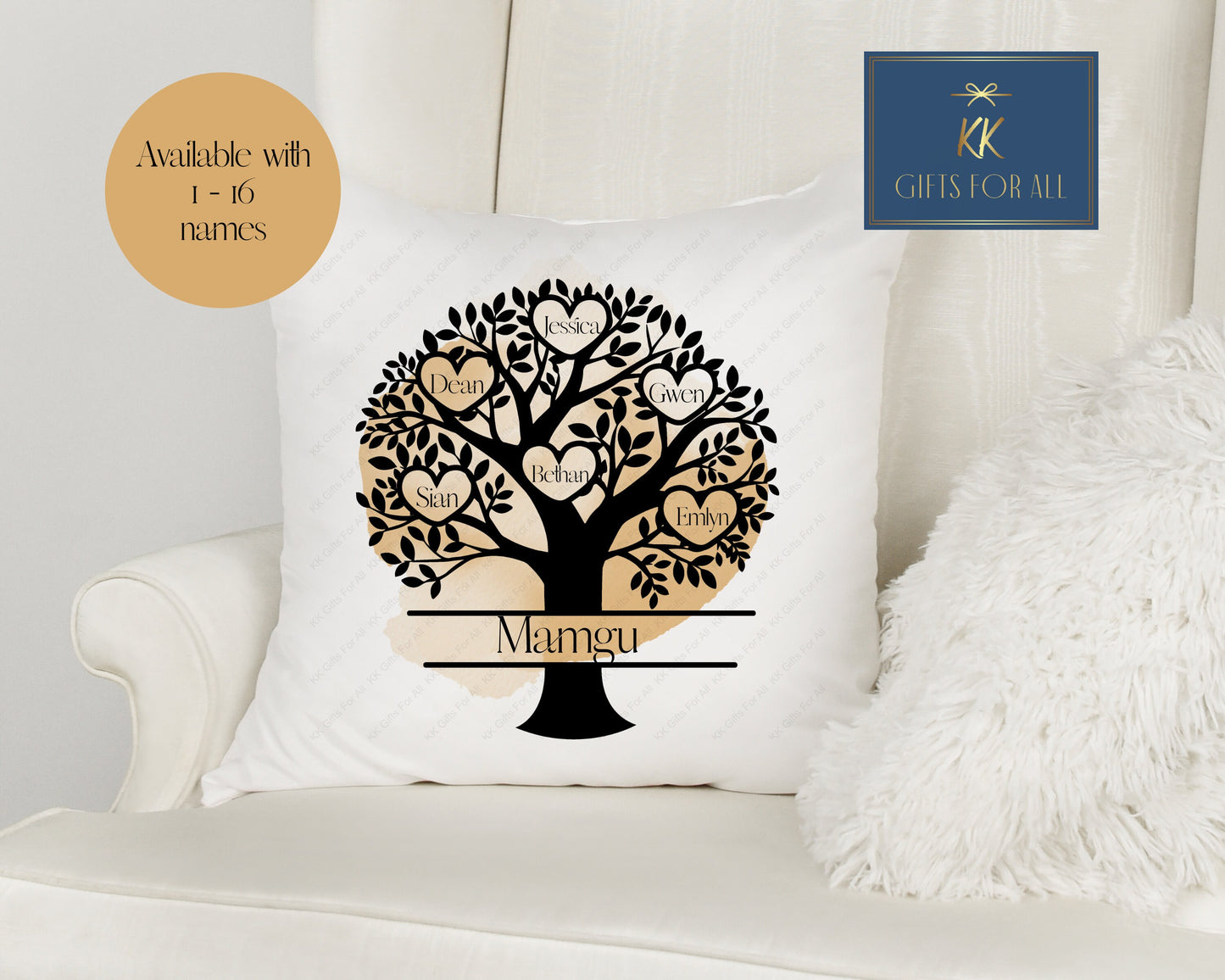 Personalised Family Cushion, Family Tree Cushion, Family Keepsake Gift, Family Tree Home Decor Pillow