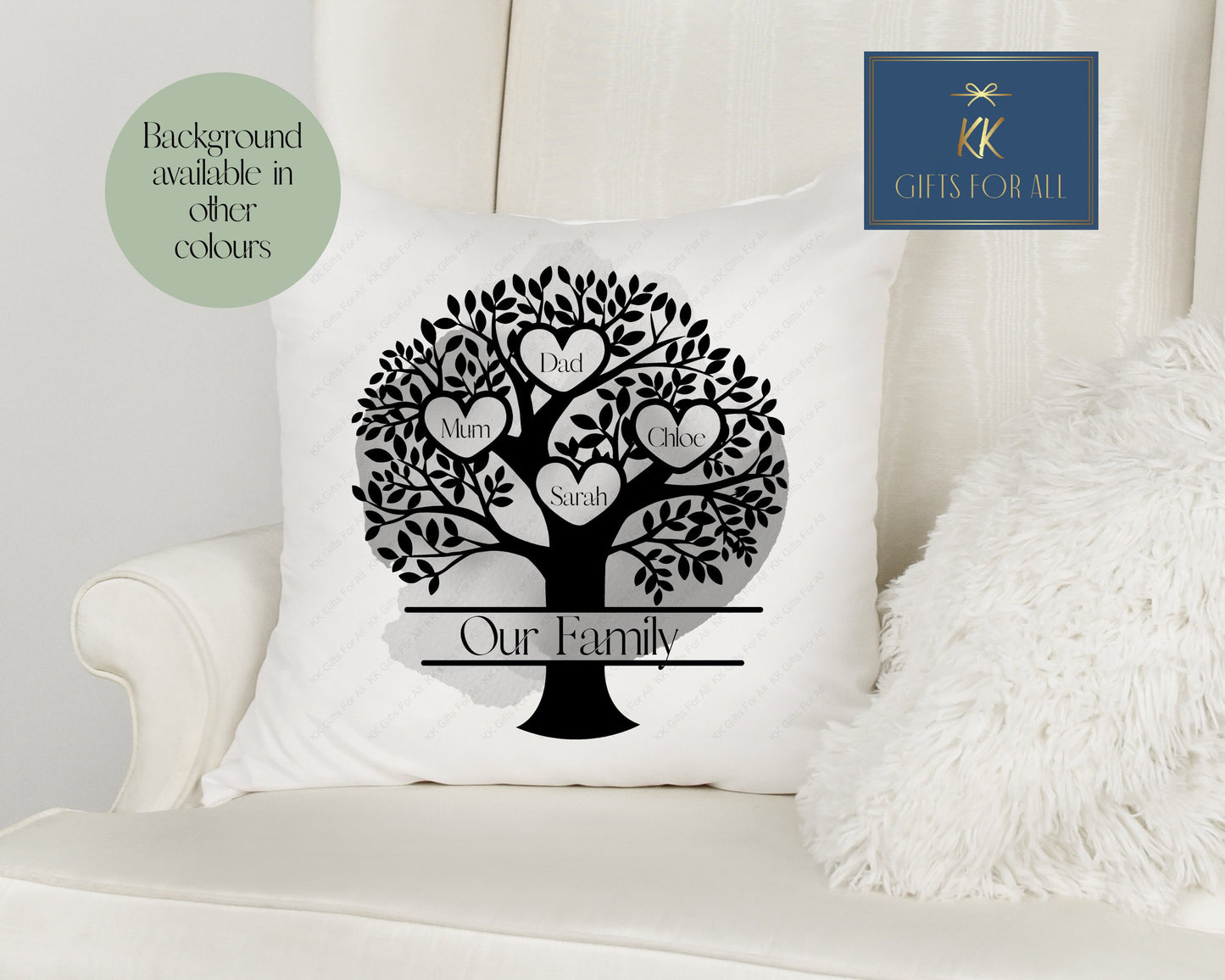Personalised Family Cushion, Family Tree Cushion, Family Keepsake Gift, Family Tree Home Decor Pillow