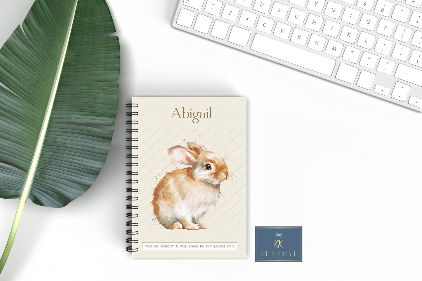Bunny Rabbit Notebook, Personalised Notepad, A5 Notebook
