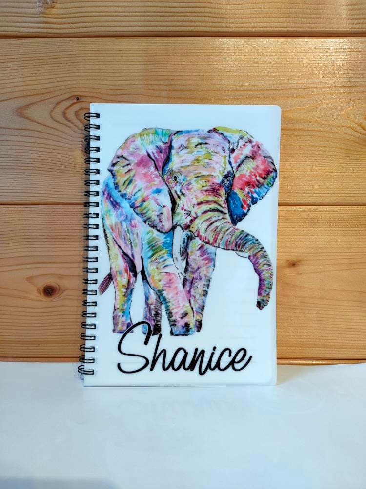 Personalised Elephant Notebook, Gift For Mum Or Friend, Birthday Gift For Her, Personalised Notepad, Office Notepad, Gift For Elephant Lover