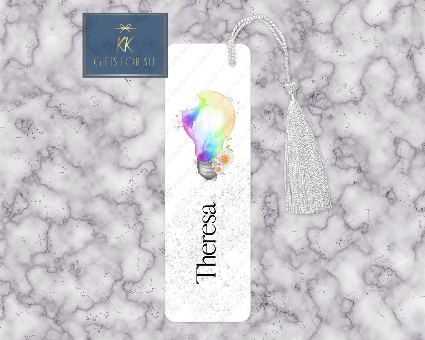 Rainbow Lightbulb Bookmark, Personalised Bookmark, Letterbox Gifts