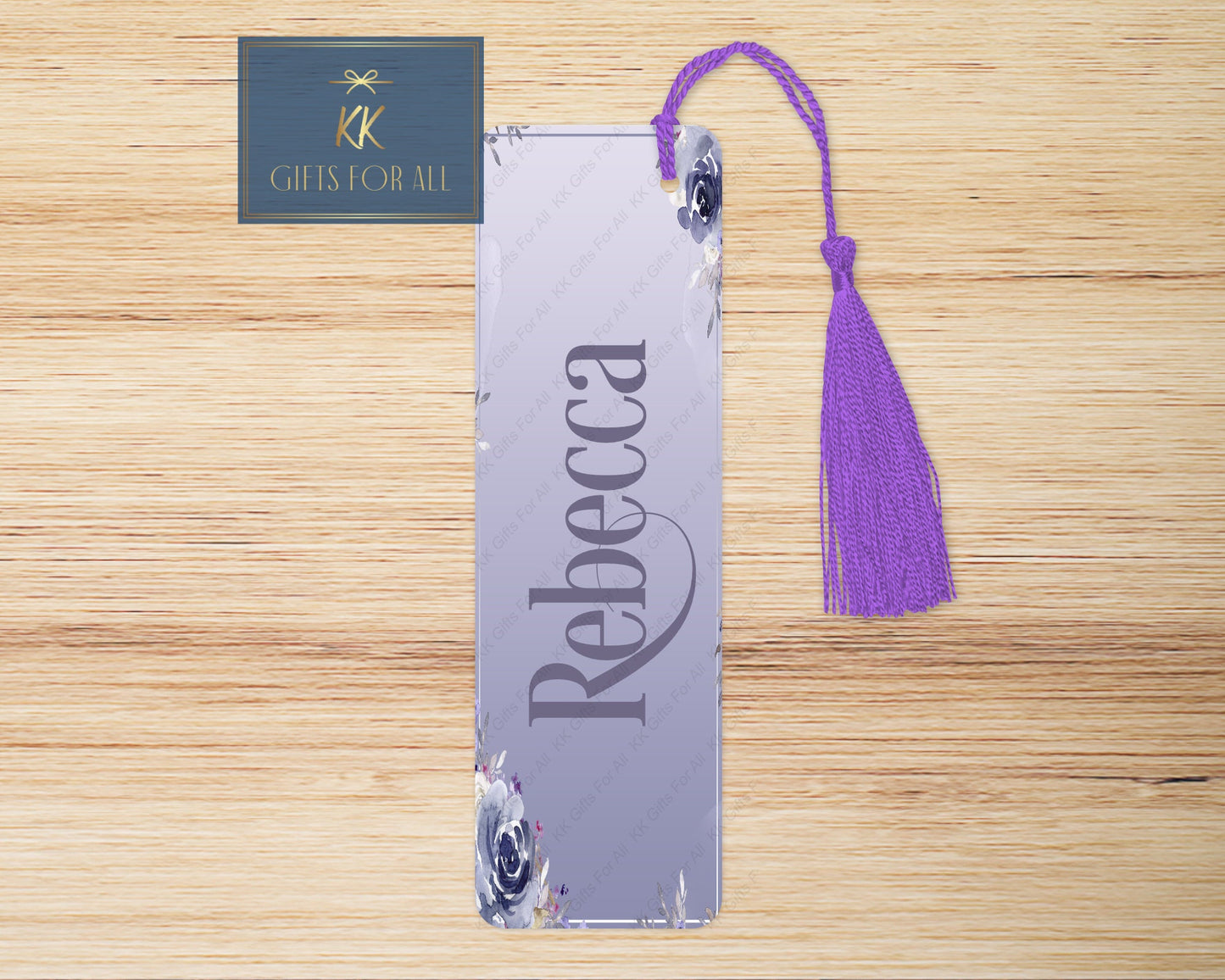 Purple bookmark, Personalised Bookmark, Purple Floral Bookmark, Letterbox Gift, Thank You Gift, Gift For Her Birthday