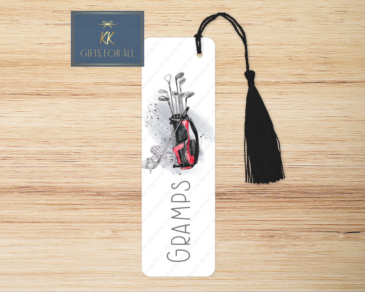 Personalised Golfer Bookmark Gift, Aluminium Bookmark For Men