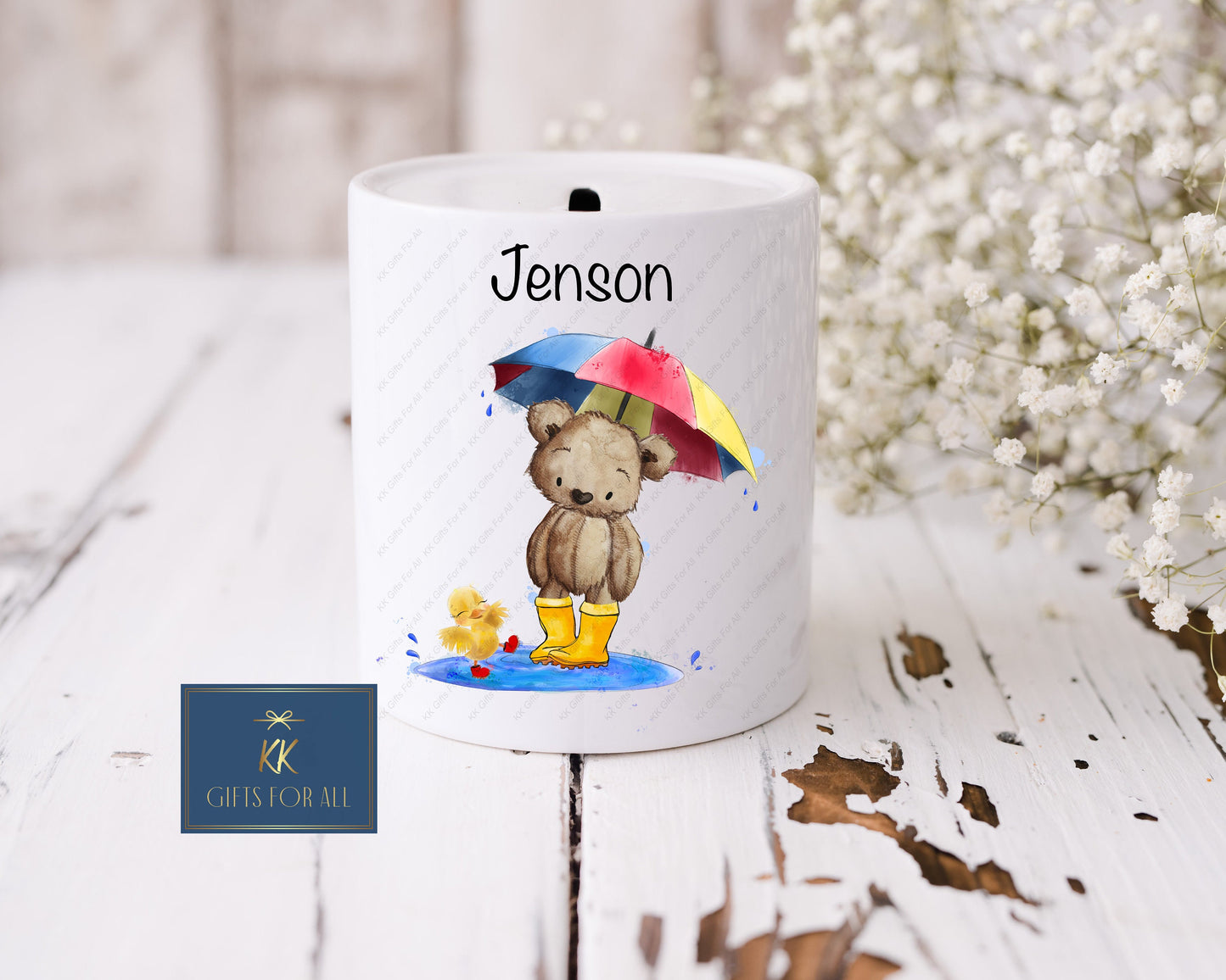 Personalised Money Box, White Ceramic Savings Pot, Money Pot, Custom Piggy Bank, Kids Saving Box, New Baby Gift
