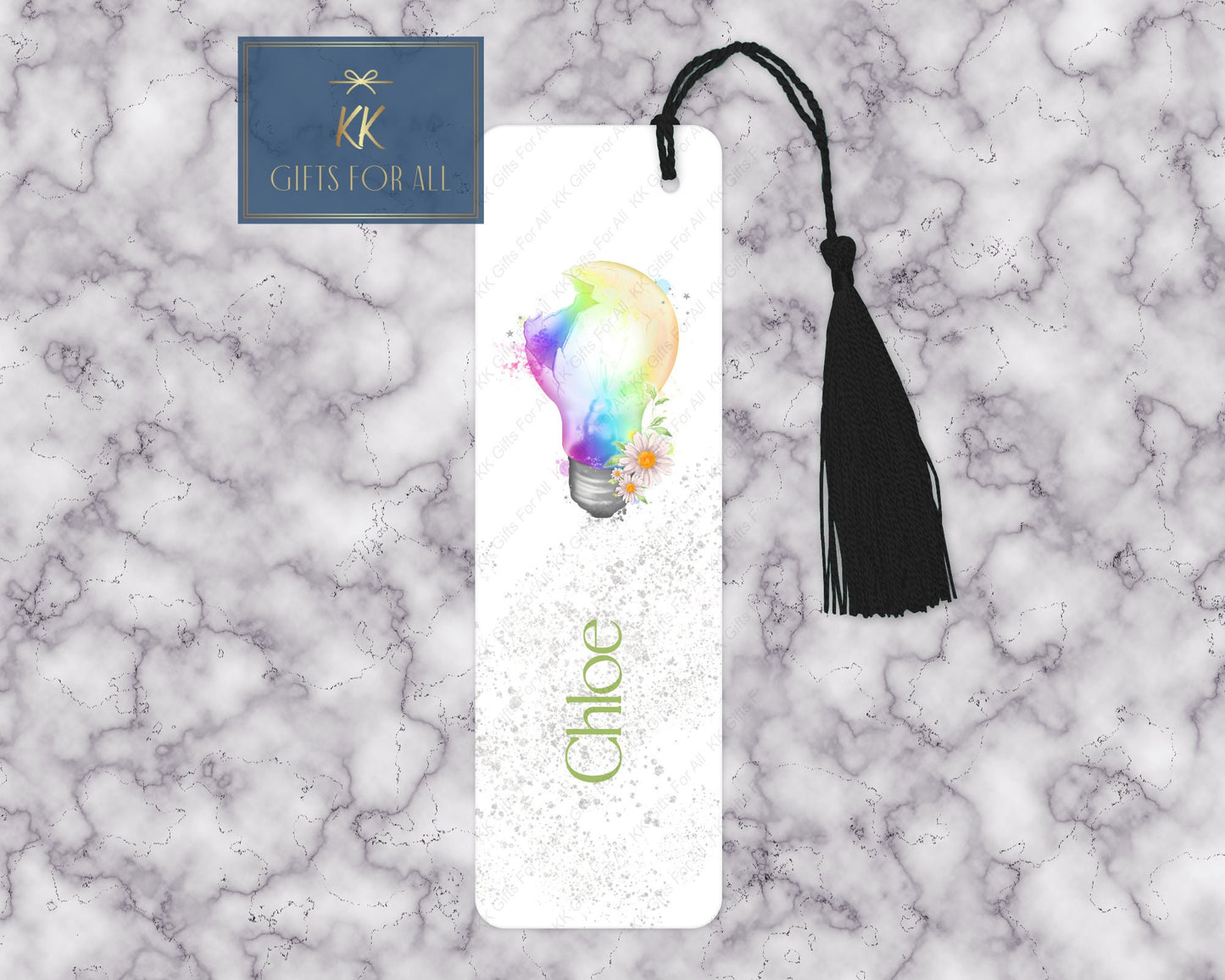 Rainbow Lightbulb Bookmark, Personalised Bookmark, Letterbox Gifts