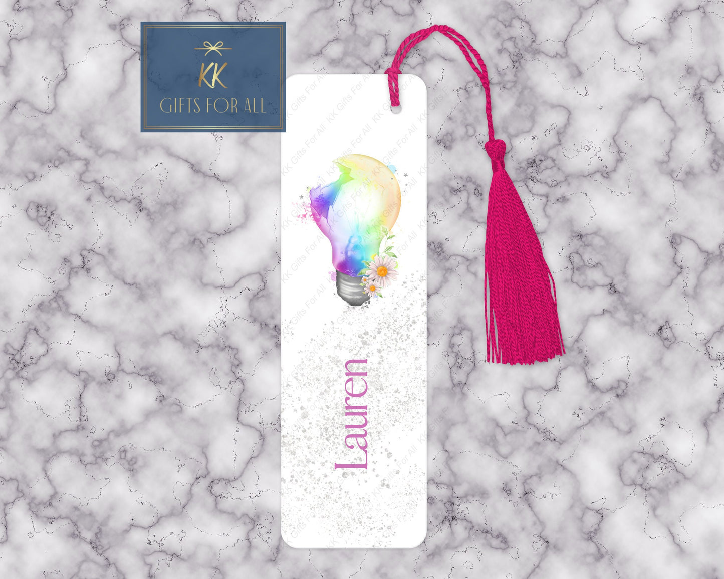 Rainbow Lightbulb Bookmark, Personalised Bookmark, Letterbox Gifts