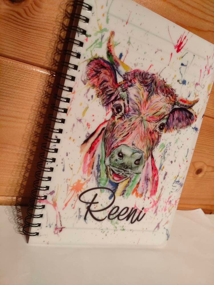 Rainbow Cow Personalised Notebook, Gift For Her Birthday, Dexter Cow, Farm Cattle