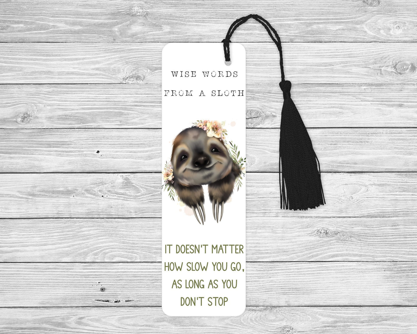 Personalised Sloth Quote Bookmark, Wise Words From A Sloth