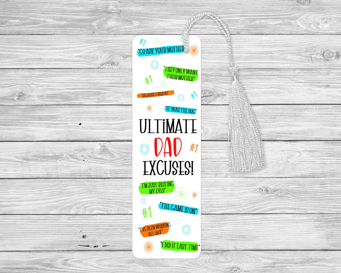 Dad Bookmark Gift, Dad Excuses Bookmark, Funny Father's Day Gift