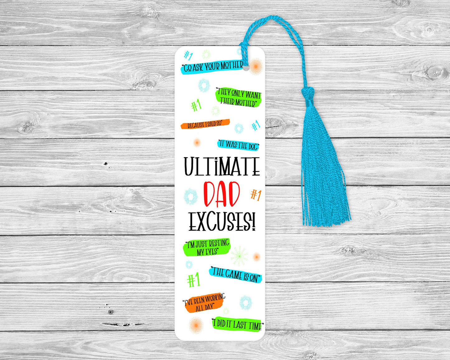 Dad Bookmark Gift, Dad Excuses Bookmark, Funny Father's Day Gift
