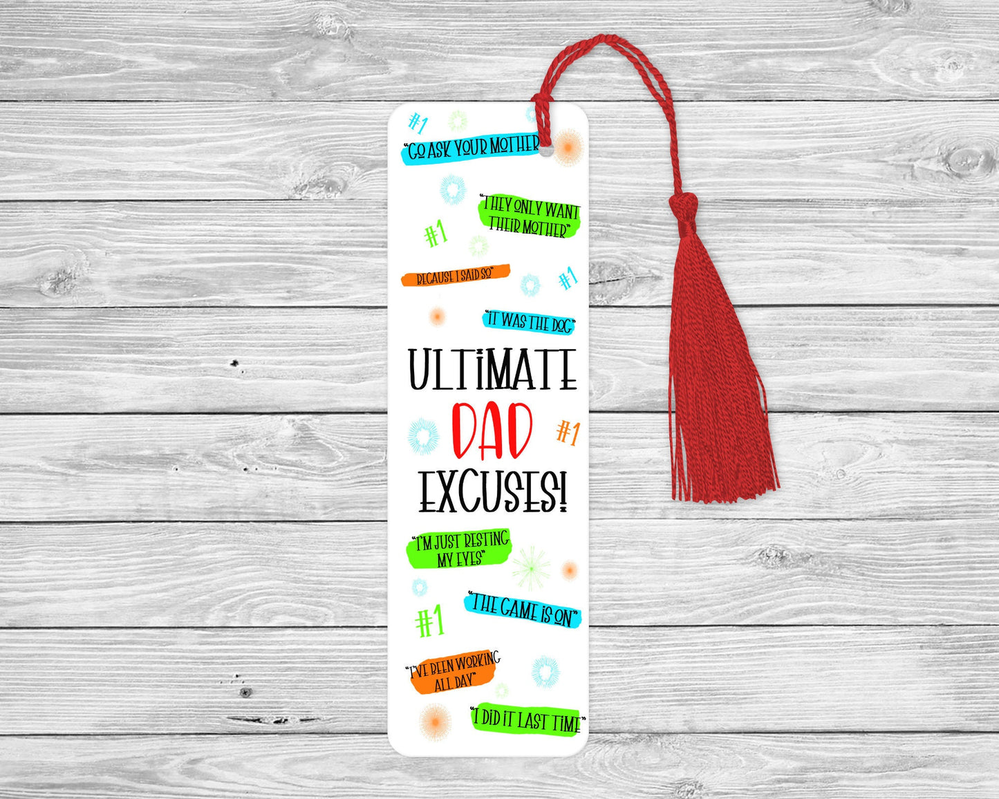 Dad Bookmark Gift, Dad Excuses Bookmark, Funny Father's Day Gift