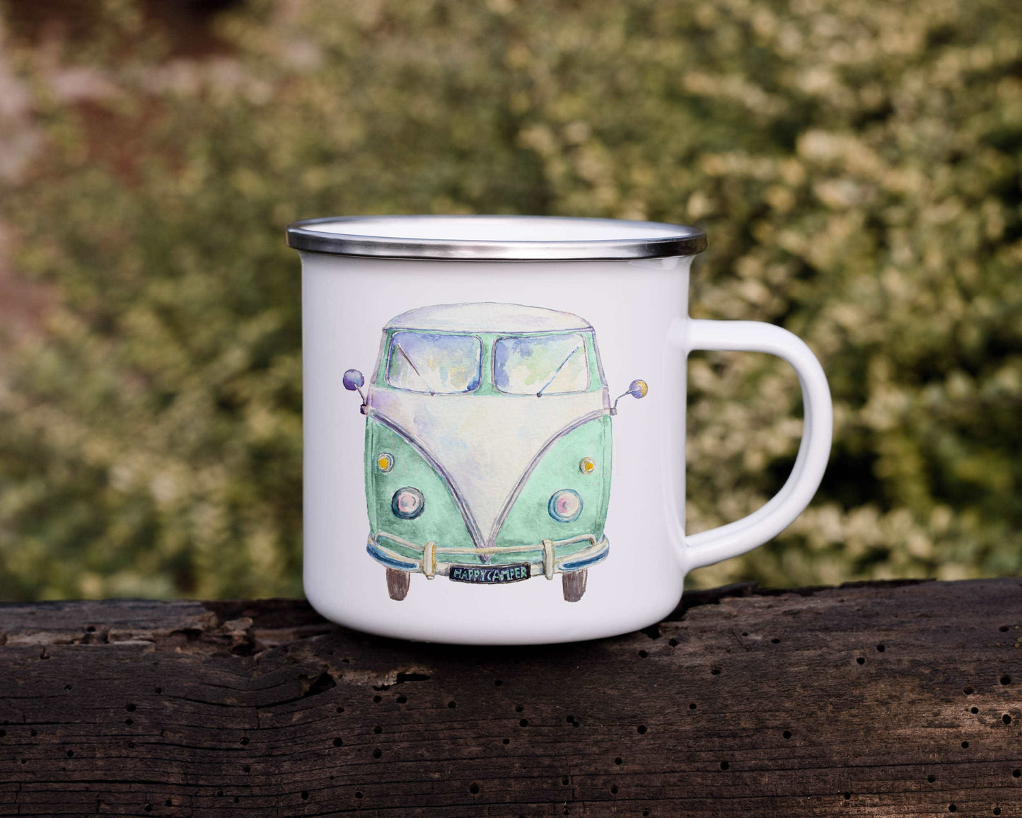 Personalised Camper Enamel Mug, Outdoor Mug, Metal Camping Mug